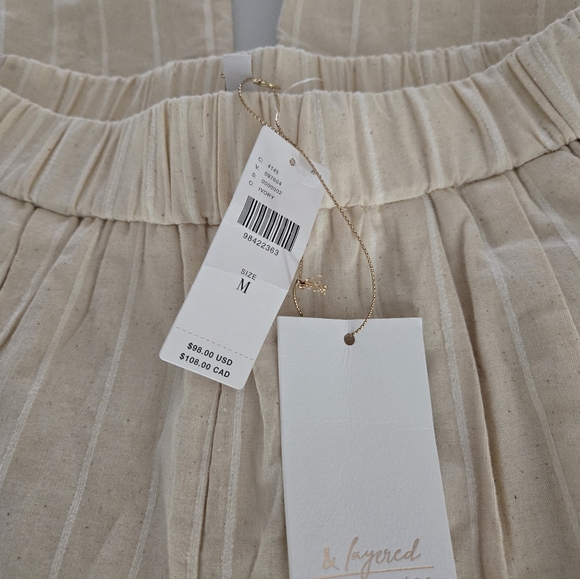 NWT &.Layered Linen Blend Gathered Wide-Leg Pants - Picture 4 of 7